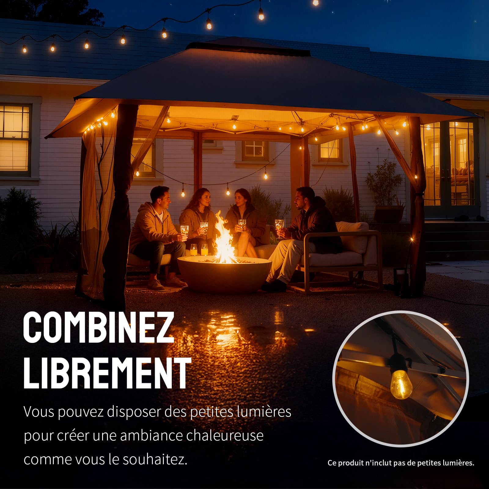 CROWN SHADES Tonnelle de Jardin 4x4 m Pop Up Gazebo Imperméable Abri Réglable en Hauteur Double Toit Côtés Maille Zippée Gris