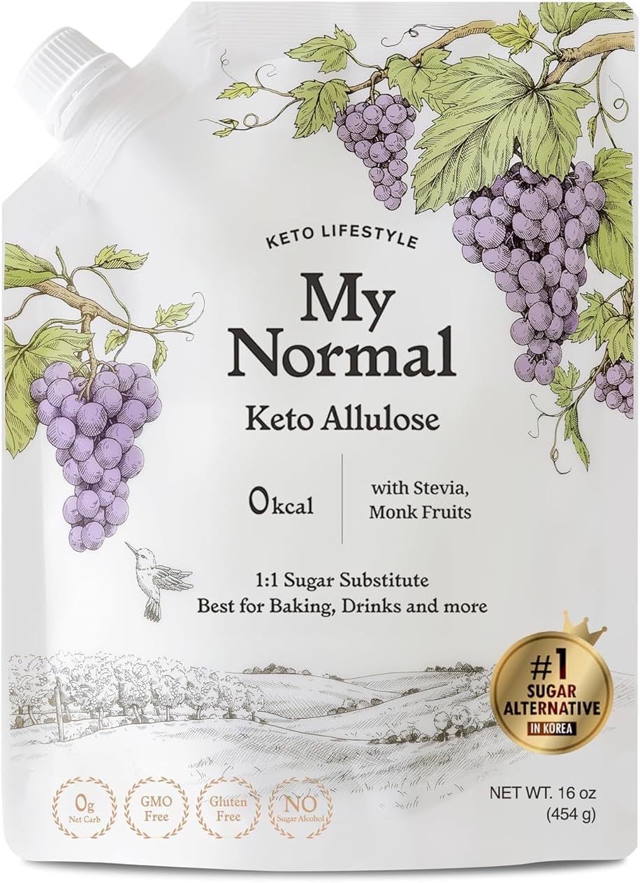My Normal Keto Powdered Allulose 16oz - 99.8% Allulose, Monk Fruit & Stevia Blend - 1:1 Sugar Substitute, Non GMO, Gluten Free, Zero Calorie Sweetener - 0g Net Carb, No Sugar