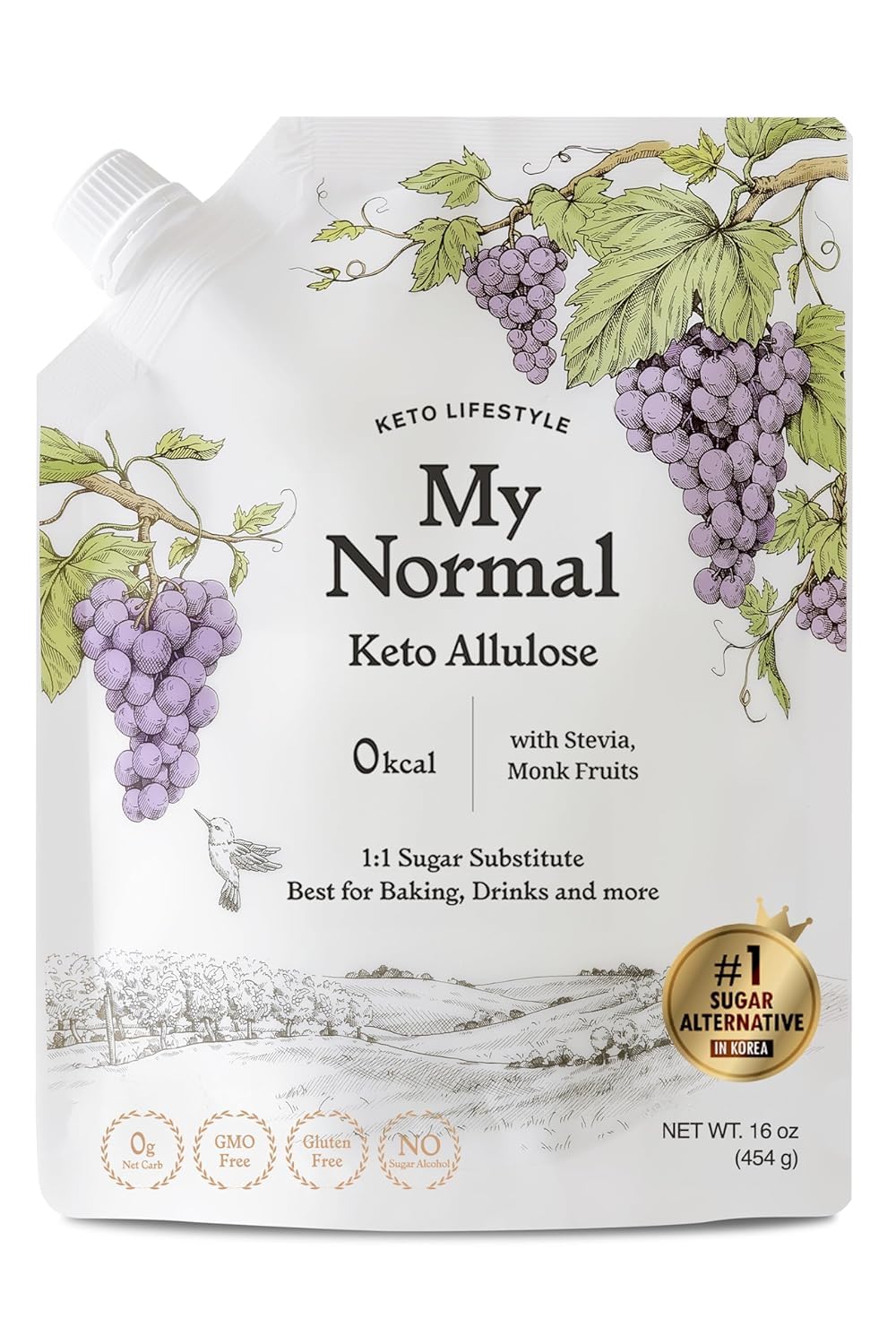 My Normal Keto Powdered Allulose 16oz - Allulose, Monk Fruit & Stevia Blend, 99.8% Allulose, 1:1 Sugar Substitute, Non GMO, Gluten Free, Zero Calorie Sweetener - 0g Net Carb, No Sugar