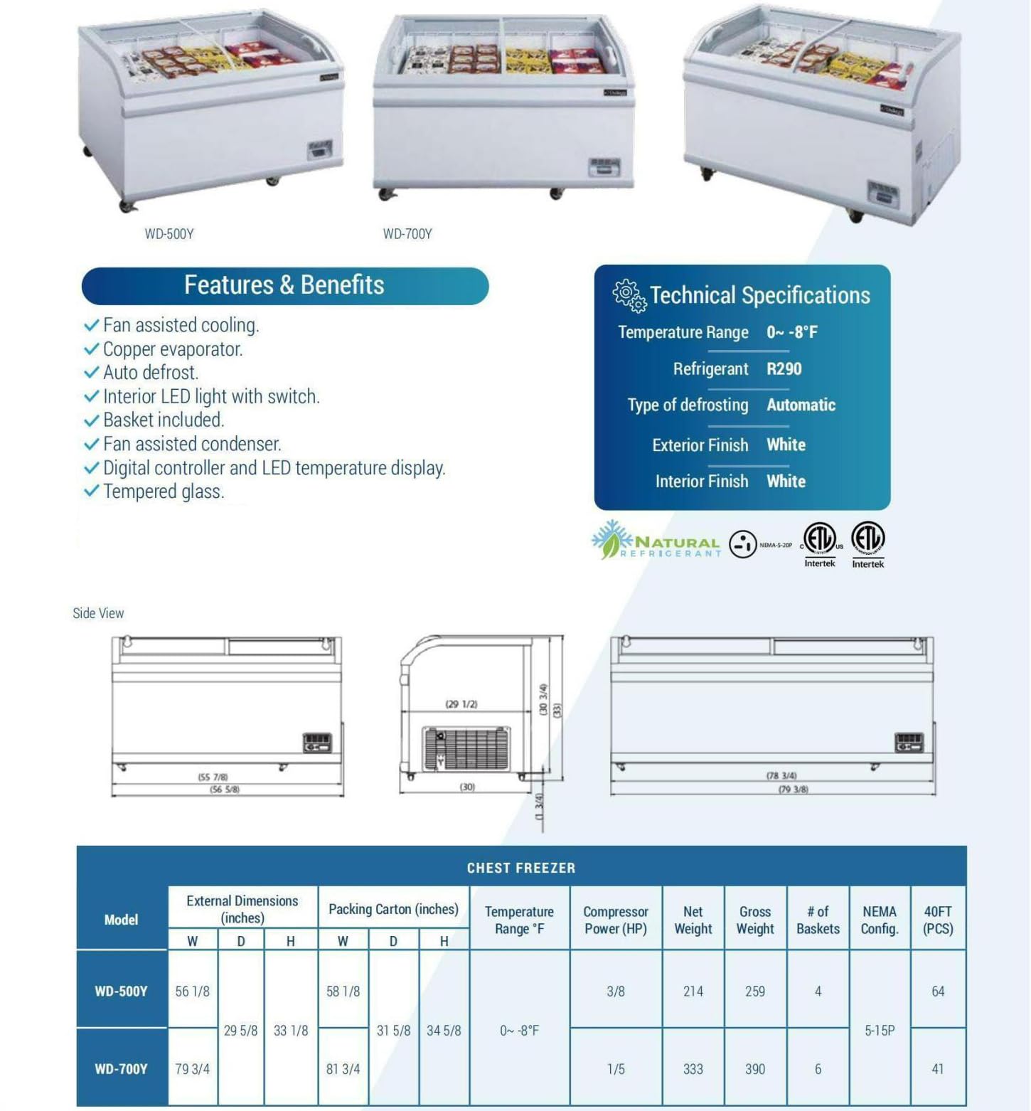 Amazon.com: Chest Freezer for Supermarket Glass sliding Door 79