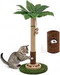 Poste de fouille des chats, 35.4 Inch Tall Cat Scratching Post pour les chats d'intérieur avec jouet de chat, trou de souris et boule en bois interactif pour les chatons, adultes, chats