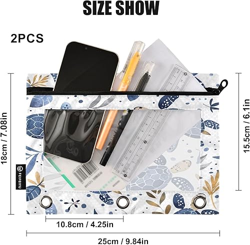 Miniatura 9 de Estuche para lápices con estampado de leopardo y guepardo rosa para carpeta de 3 anillos, 2 bolsas para lápices con cremallera, estuche transparente