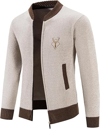 Mylldey Mens Casual Full Zip Cardigan Sweaters Cable Knit Jacket Sweater Men, US Size