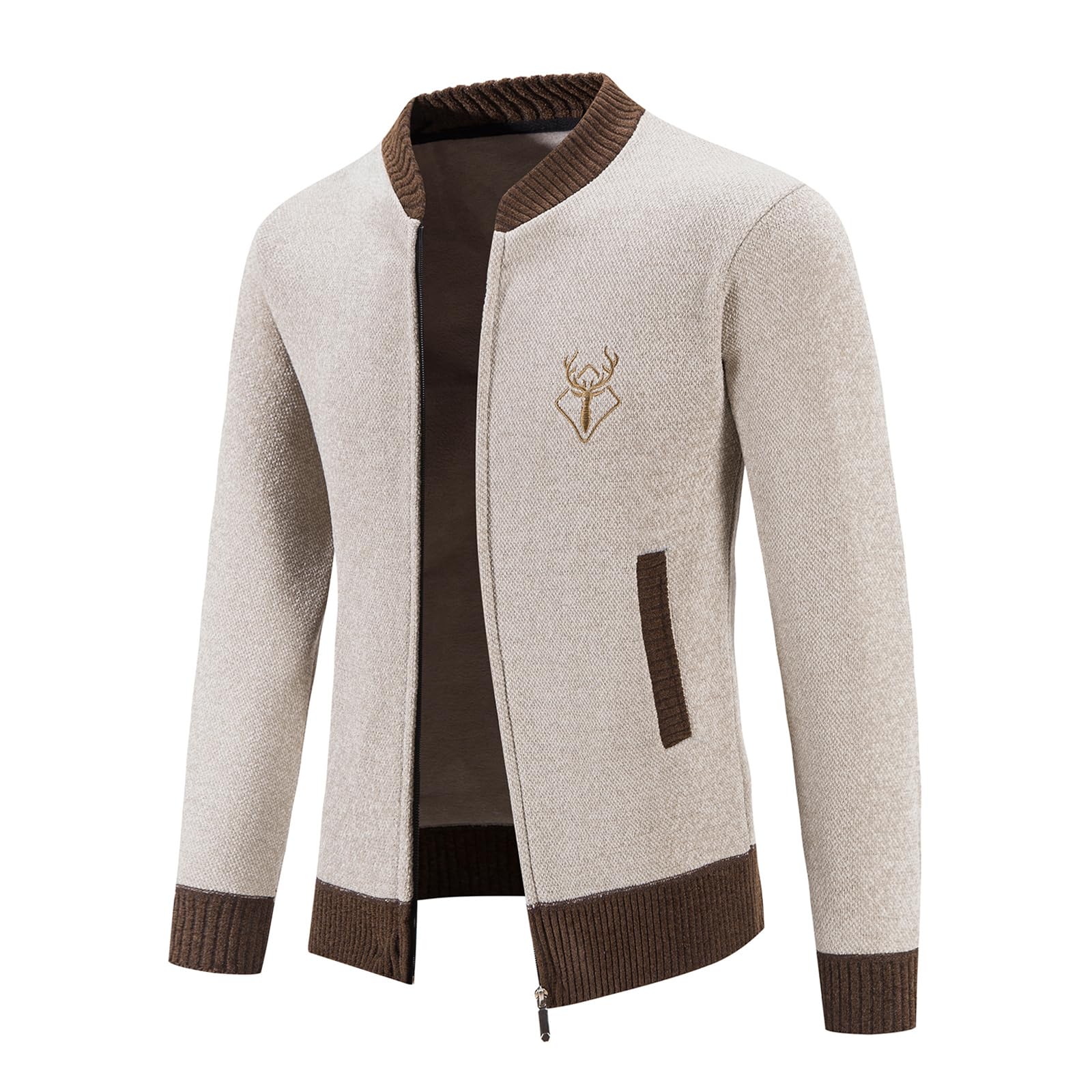 Mens Casual Full Zip Cardigan Sweaters Cable Knit Sweater Men, US Size-image-10