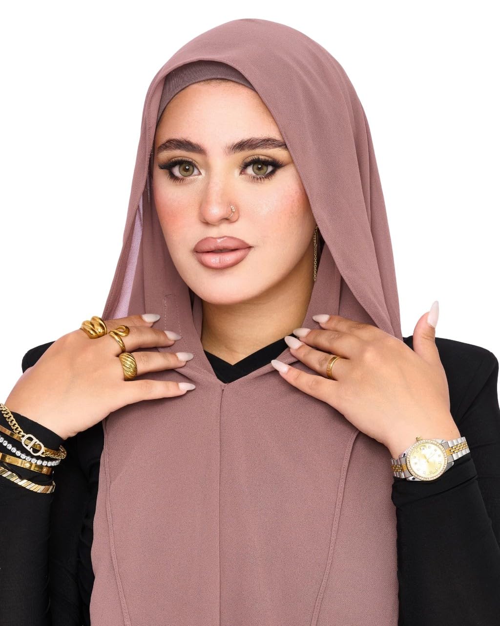 Instant Chiffon Hijab 3-in-1 with Built-in Magnets and Attached Match Undercap, Women Hijabs Set.