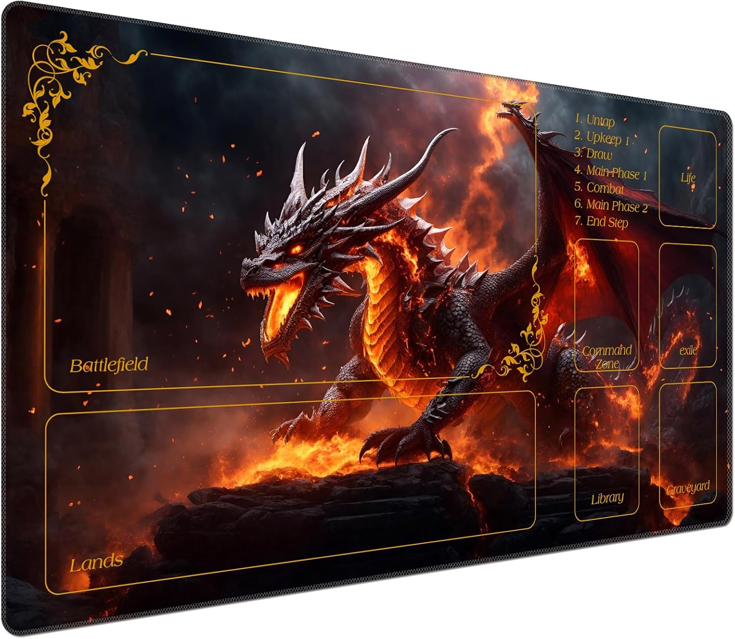 DEGDFSGR for MTG Playmat with Zones 24 x 14 inches for TCG