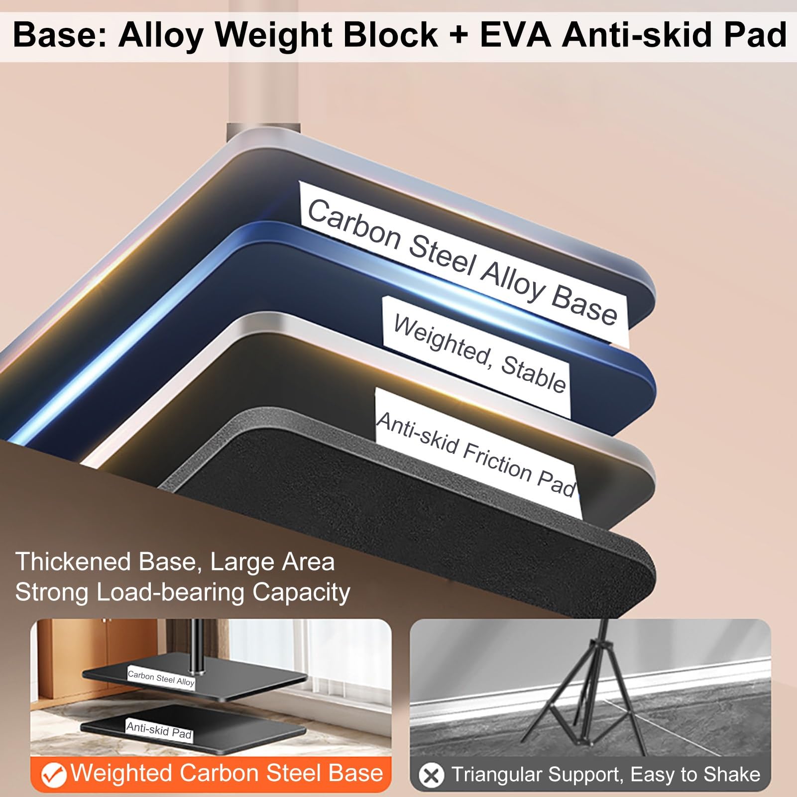 Support Tablette sur Pied avec Éclairage D'appoint, Porte Téléphone, Ebook Stand, Hauteur Réglable