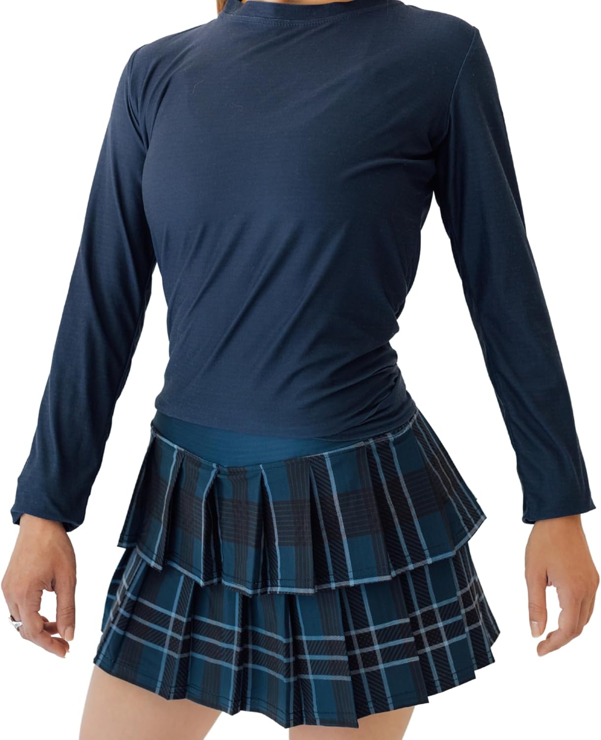Women's Lisa Tennis Skirt (Navy Plaid, X-Small)