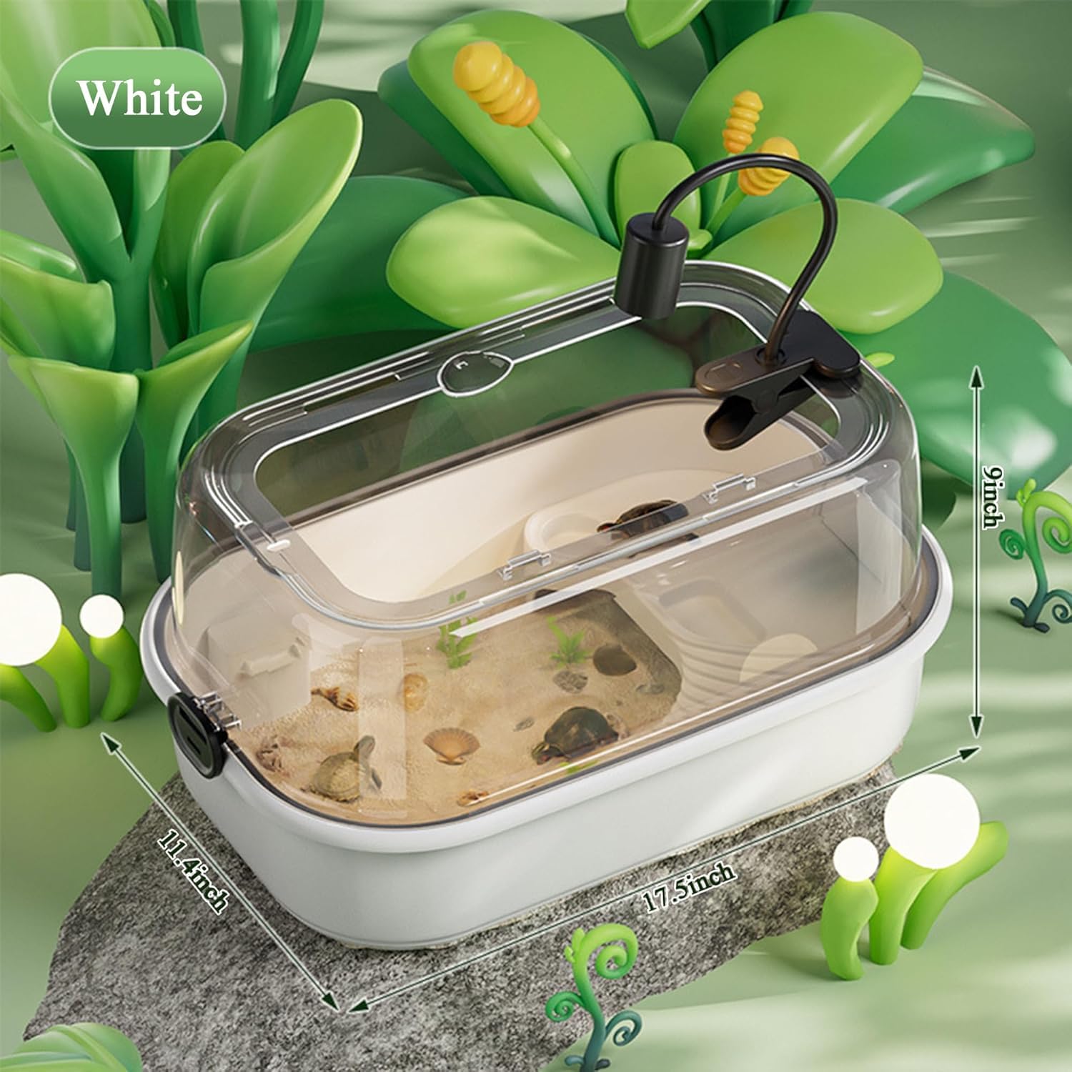 Hábitat Del Acuario De Tortugas, Kit De Tanque De Tortuga Transparente, Con Lámpara De Descanso + Filtro De 3 Capas, Cilindro Ecológico De Tortuga De Plataforma Grande, Para Pequeños Reptiles