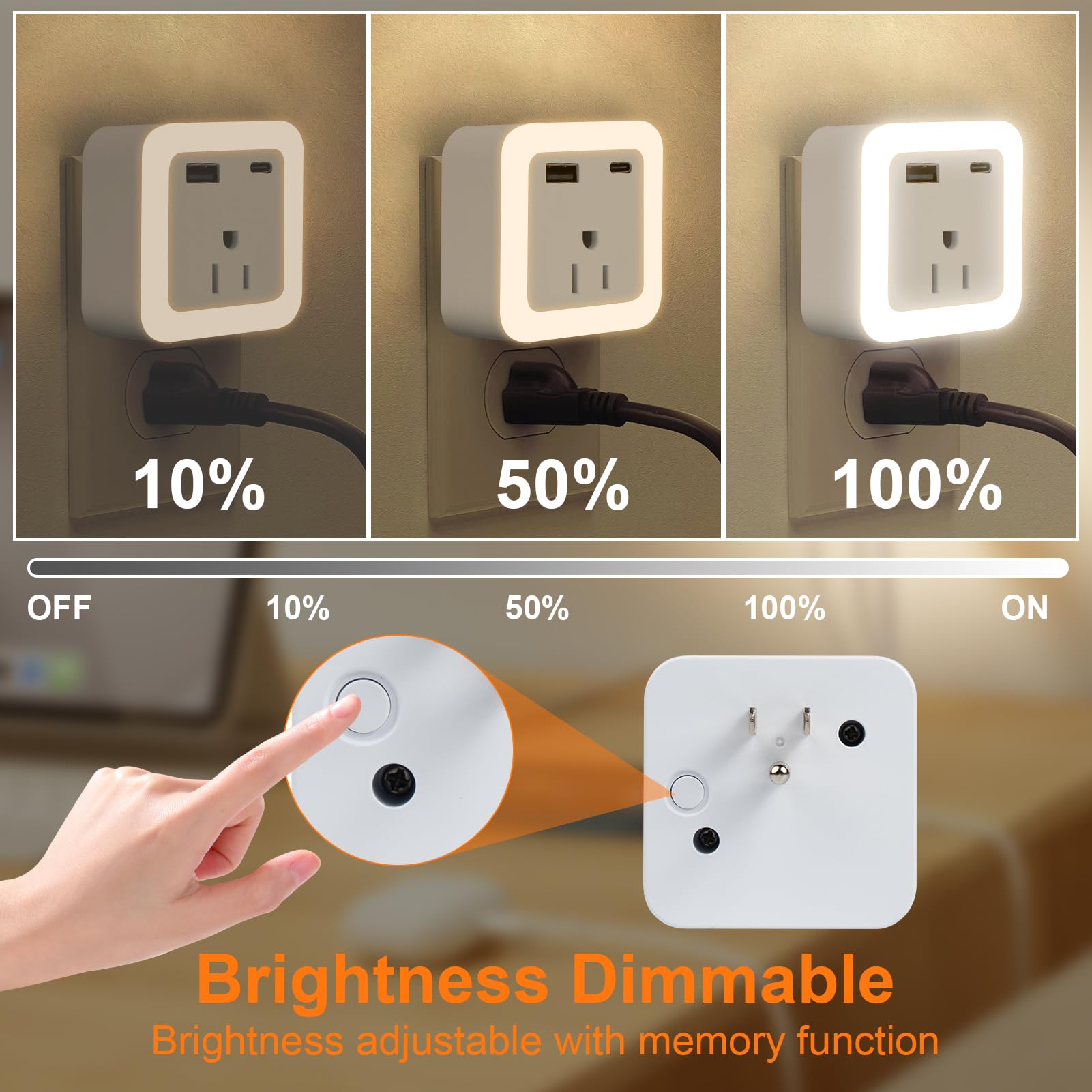 7 led rechargeable wall socket charger l.e.d flashlight Night Lights Plug Into Wall 2 Pack Rechargeable Battery Backup Light Dusk  to Dawn Sensor Night Light with Outlet Expander for Adults Kids Bedroom,  Kitchen, and Bathroom (2, warm white, 3000K)