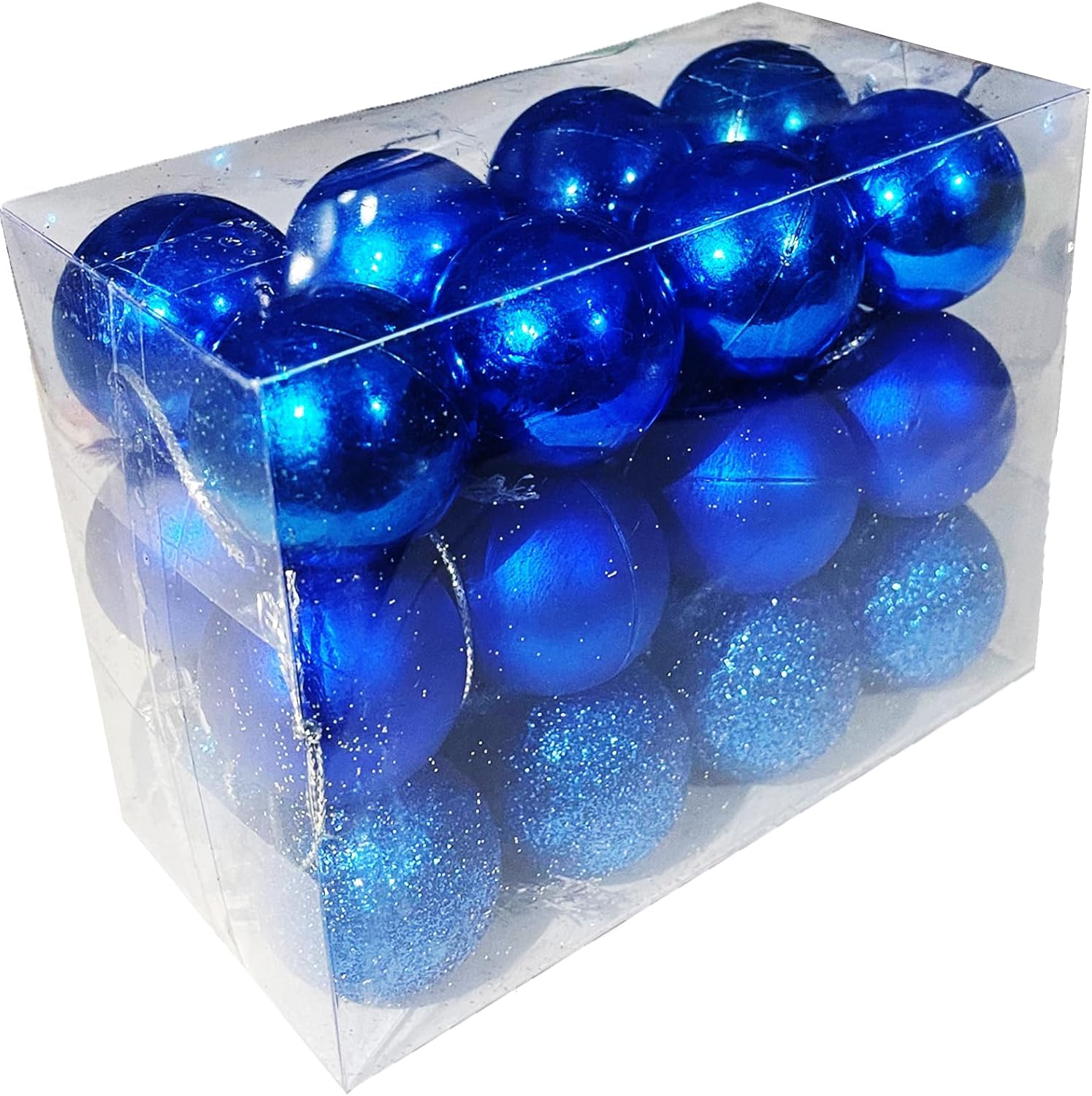 DITK-U 24Pcs Christmas Balls 3cm Matte Glitter Xmas Balls Small Shatterproof Hanging Baubles for Outdoor Christmas Tree Ornaments for Xmas Hanging Decorations Decor(Blue)