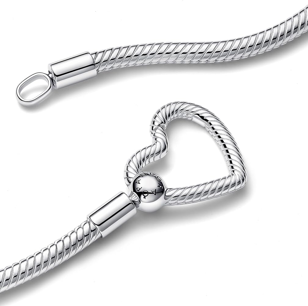 Pandora Moments Heart Clasp Snake Link Necklace in Sterling Silver