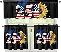 Vista 6 de Juego de 250 cortinas de cocina con bandera estadounidense para ventanas, fácil de instalar, cortinas cortas de 24 pulgadas con bolsillo para barra