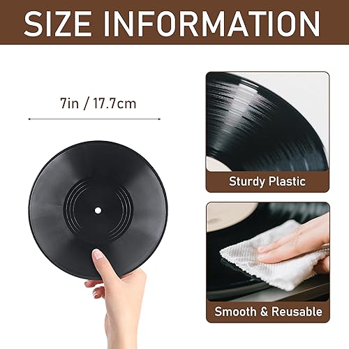 Miniatura 2 de Paquete de 6 discos de vinilo en blanco de 7 pulgadas, arte de pared falso retro para estética de habitación independiente, telón de fondo de fiesta