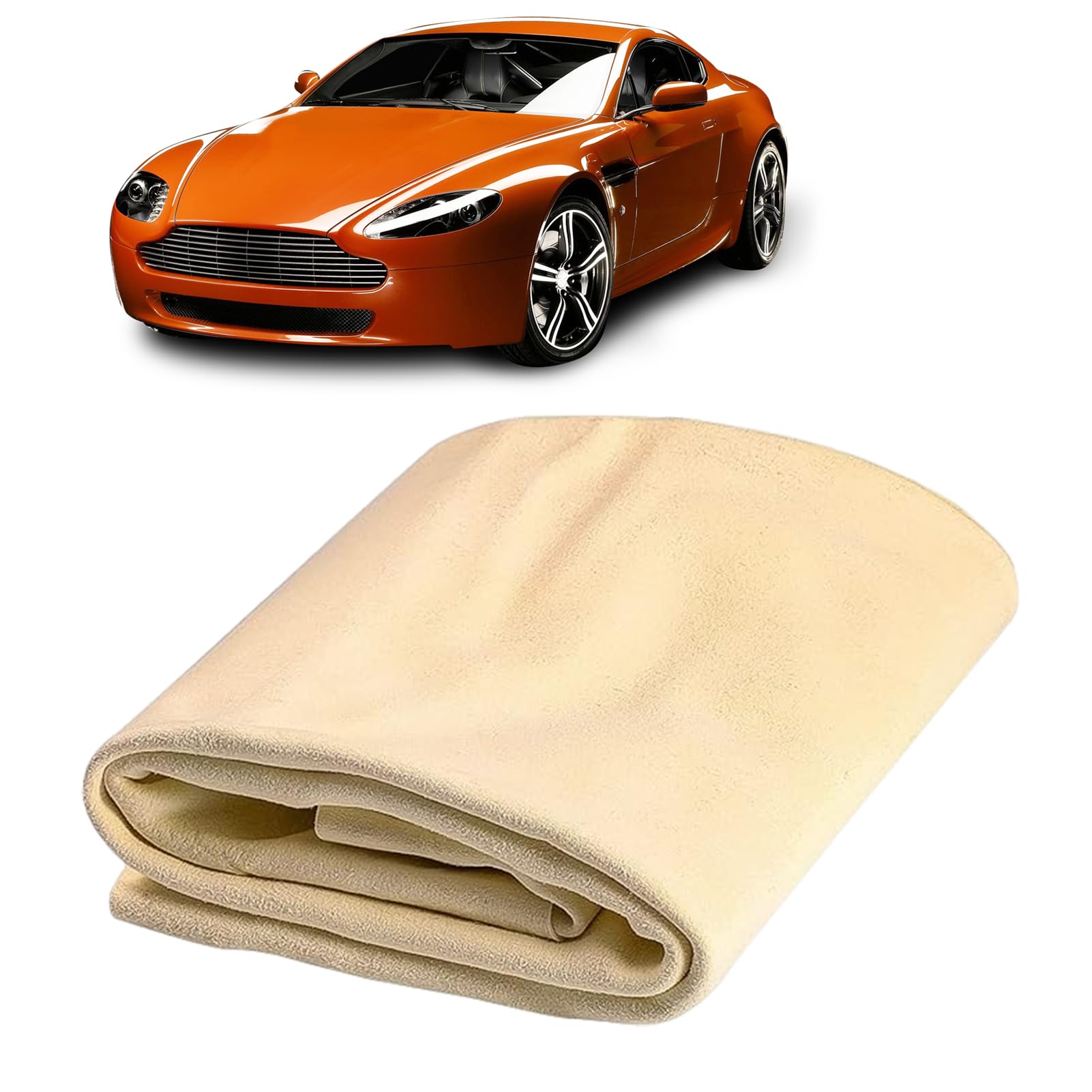 Chamois Leather - Soft Shammy Leather Cloth for Car, Rapid Drying & Mirror Window & Kitchen (Yellow)