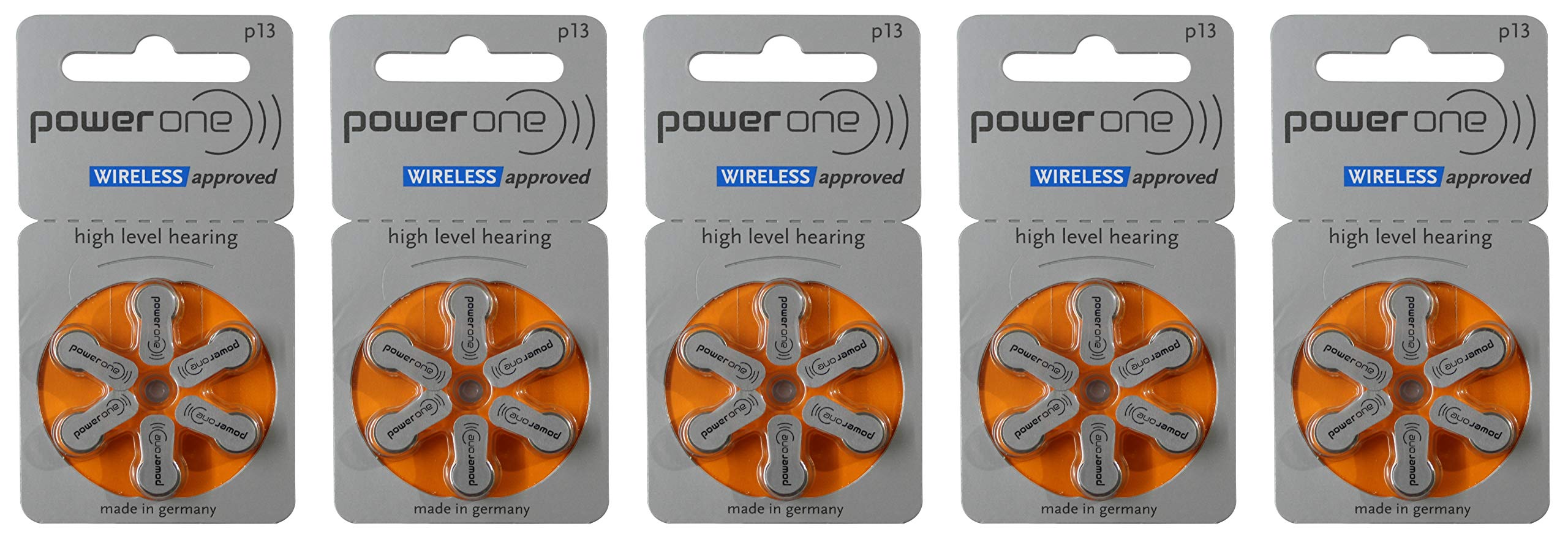 FCS Power One Size P13 Hearing Aid Battery Zinc Air Mercury-Free (5 Strip Total 30 Batteries)