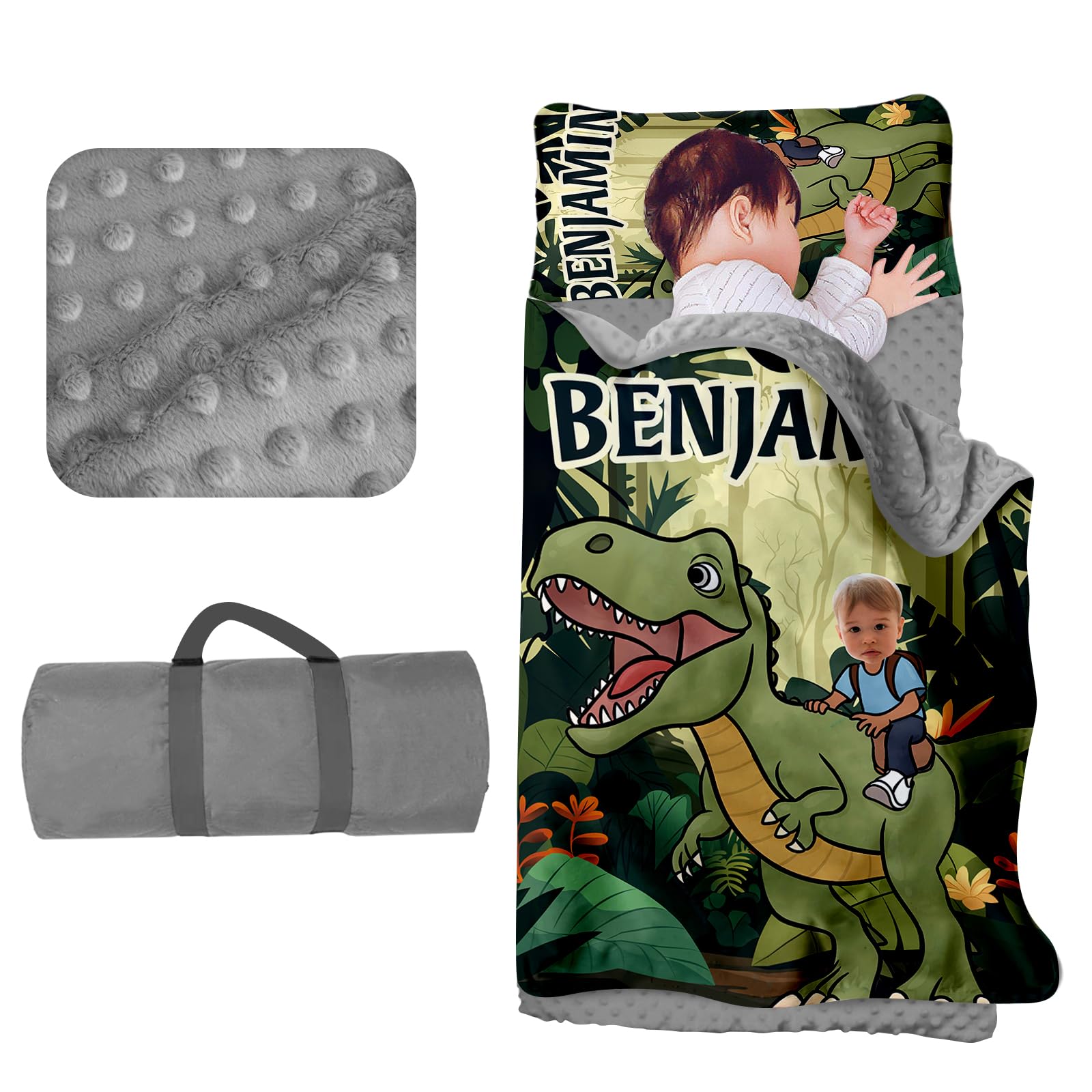 Evulum Custom Toddler Nap Mat for Daycare, Boys Girls Travel Sleeping Bag Kids Nap Mats with Pillow Blanket for Preschool Kindergarten, Personalized