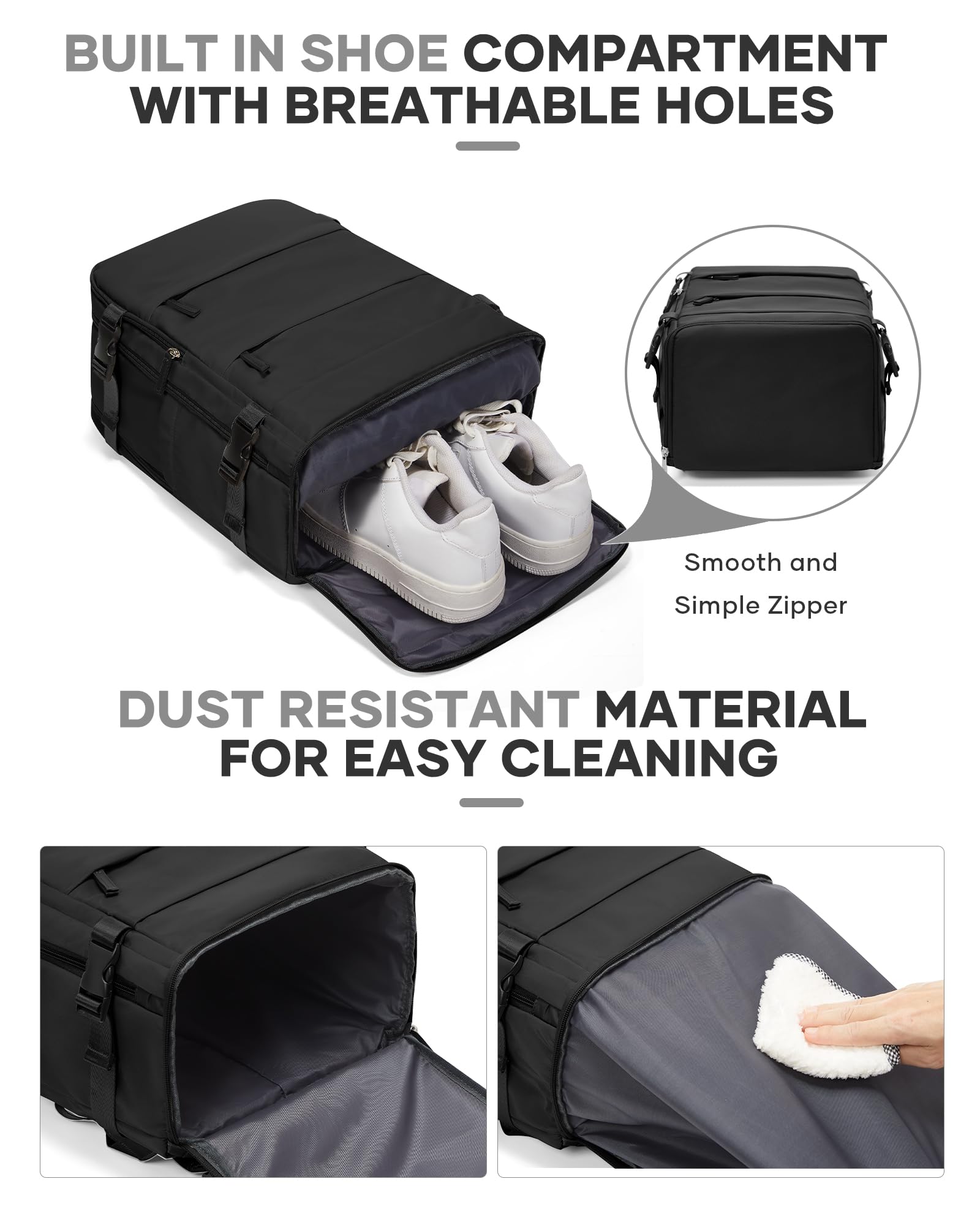 BJLFS Borse da Cabina per Ryanair 40x30x20 Bagaglio a mano Sottovuoto 40x20x25 Zaino da Viaggio con Sottovuoto impermeabile Donna Zaino Easyjet 45x36x20 Zaini Wizzair con porta scarpe