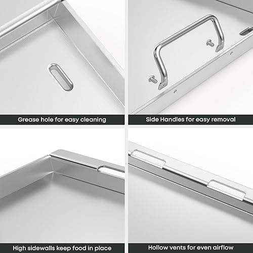 Miniatura 4 de Stanbroil 6789 Plancha de tamaño completo para parrilla de gas Weber Genesis 400 Series, 4 quemadores, plancha plana superior para Weber Genesis I &