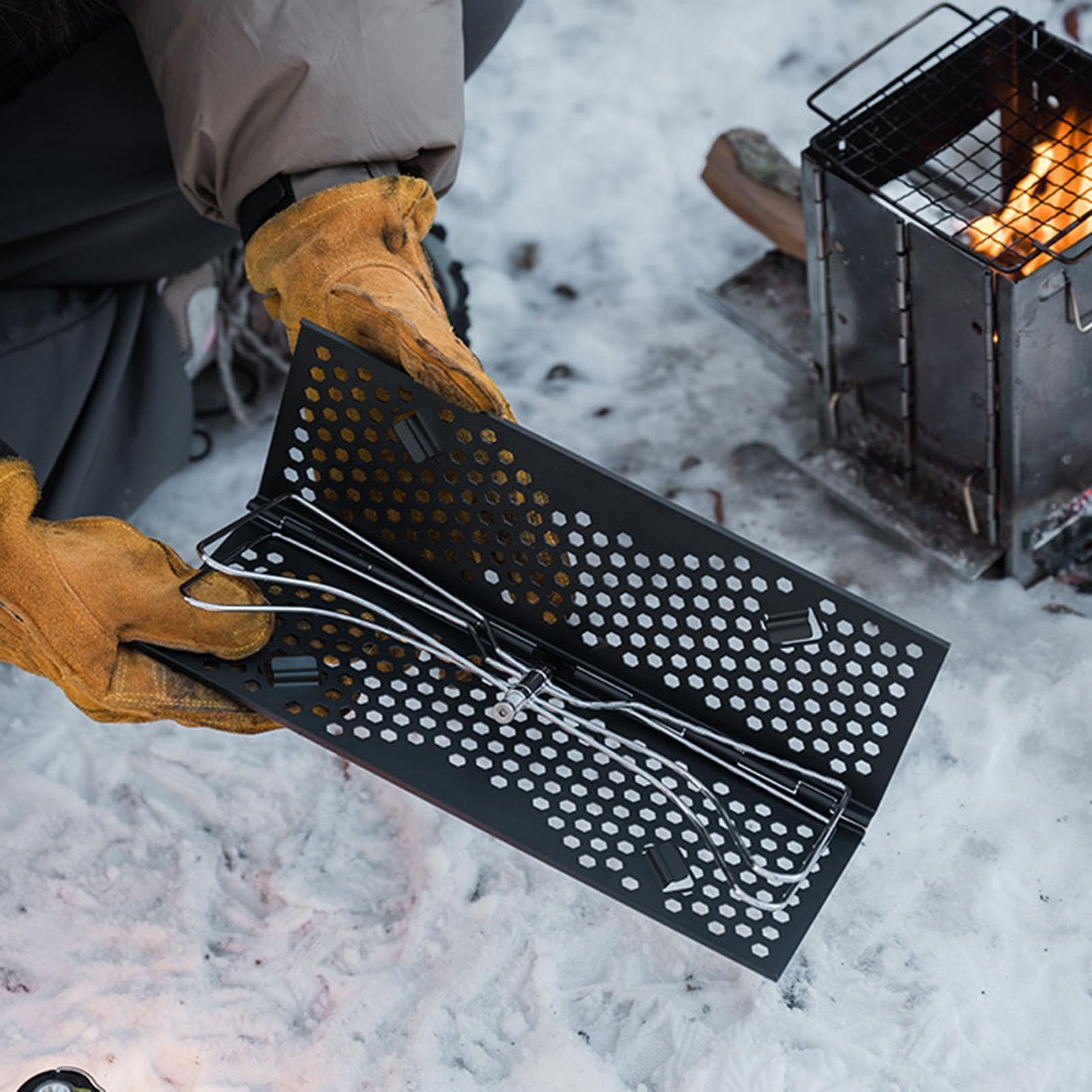 Générique Table de Camping | antidérapante avec Creux Pratique,Structure Pliante résistante à la Rouille - Intérieur Extérieur Randonnée Sac à Dos Escalade Pique-Nique Plage Voyage Road Trip
