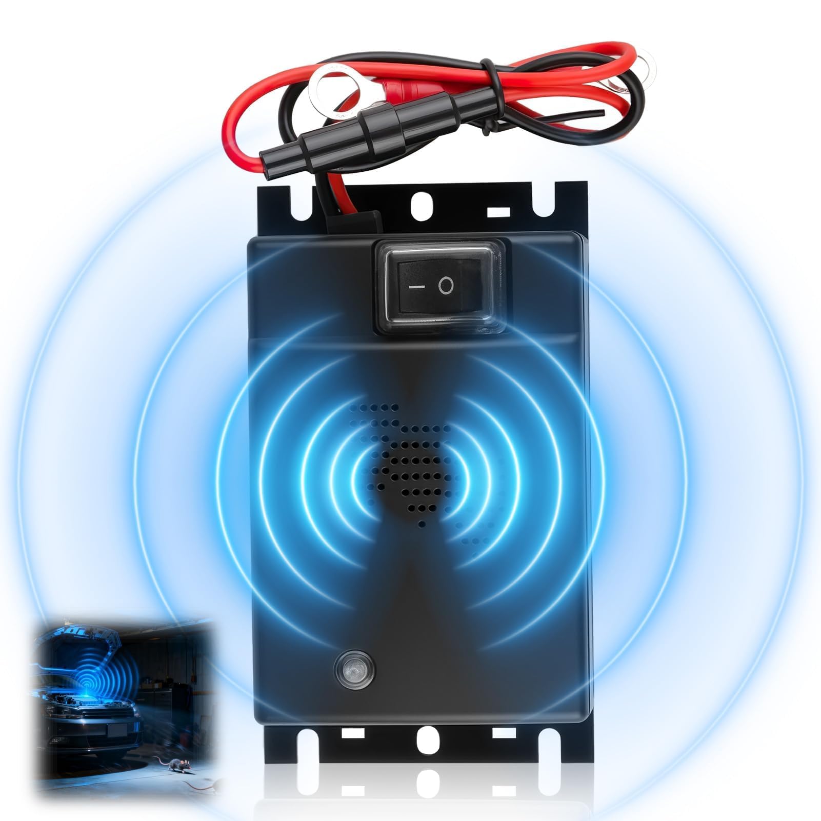 Repellente Ultrasuoni Topi per Auto 12V Martora per Auto con Ultrasuoni 12-24KHz Repellente Topi per Autos a Doppia Azione con LED Alimentazione a Batteria Veicolo Cavo da 50cm per Motore e Van