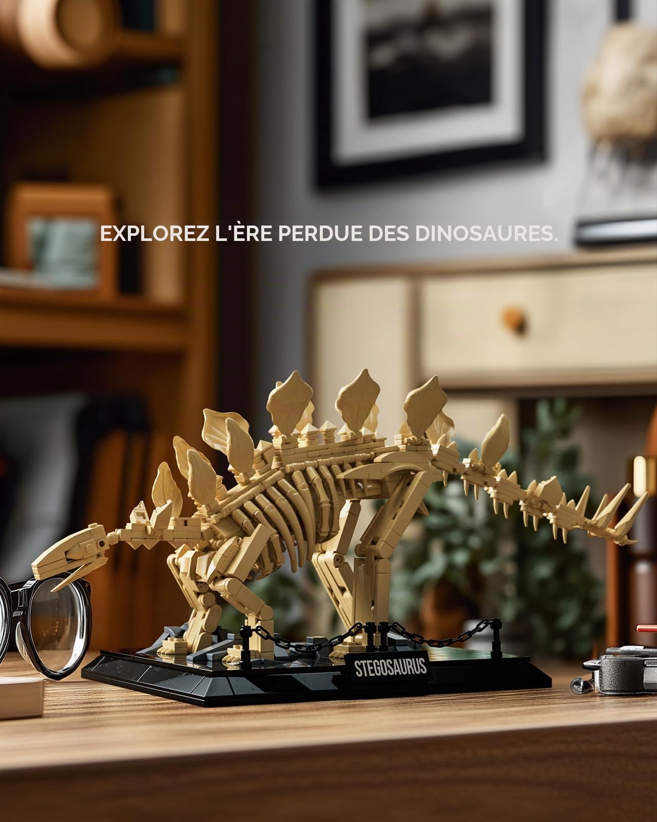 Nifeliz Fossiles de Dinosaures Le Crâne du Stegosaurus Set de Construction pour Adultes, 665 Pièces