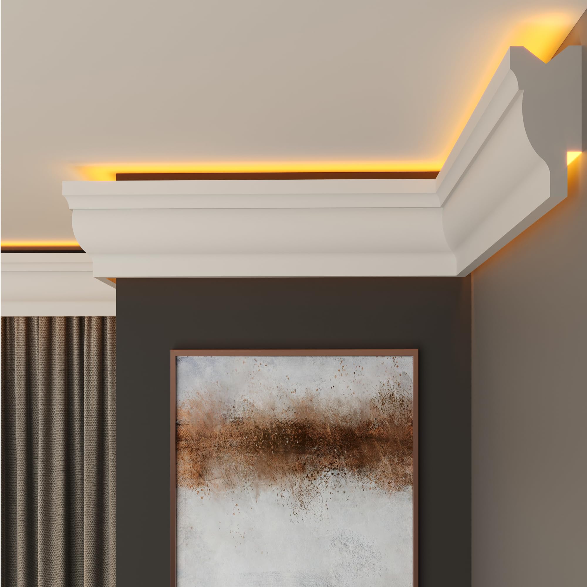 FAST DECOR XPS Ceiling Cornice Coving – Extruded Polystyrene Moulding Trim, Lightweight Decorative Coving for Ceilings, LED Coving, LED Cornice, LED Lighting Coving (CLL09, 2M (1 Length))
