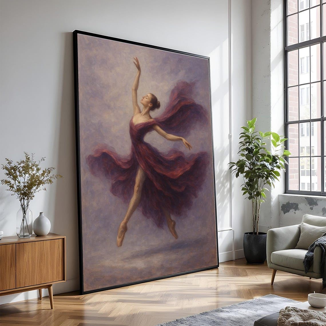 Toile de ballerine pose de danse classique grand format 70x100 de décoration murale