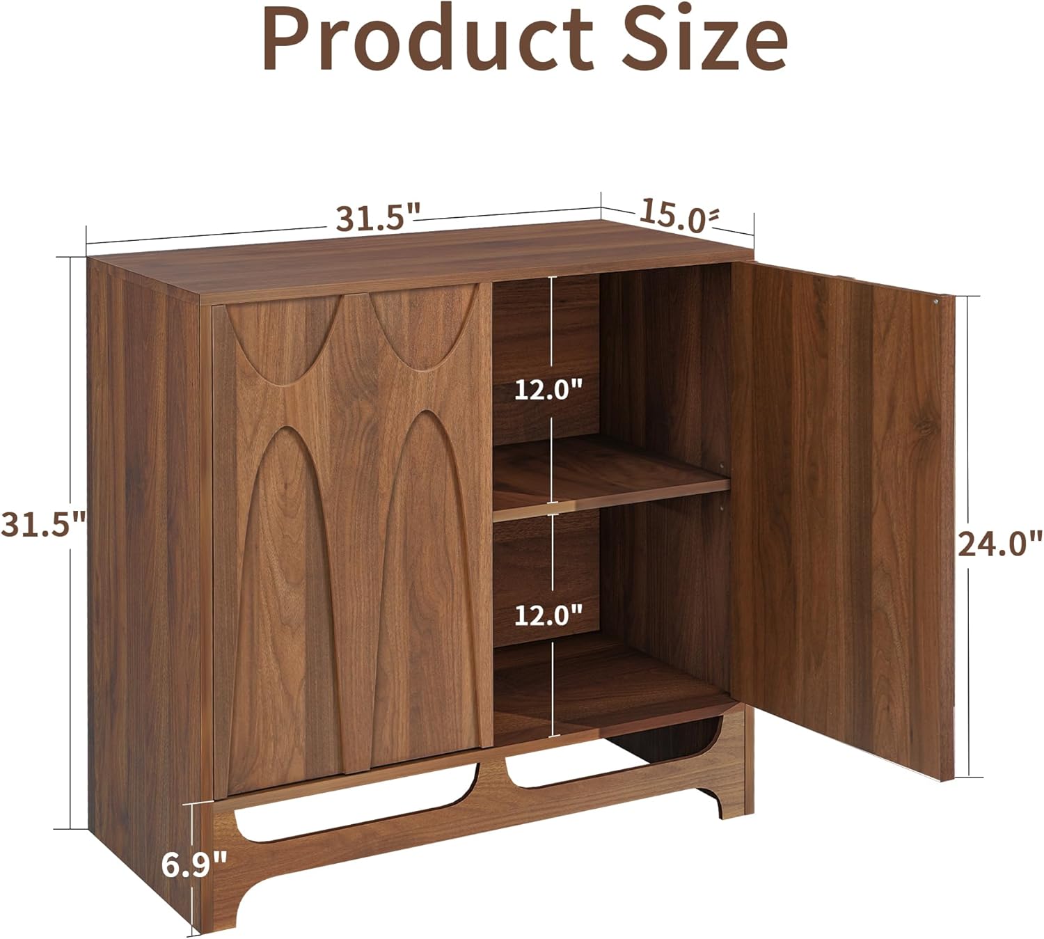 Bifins Sideboard Buffet Cabinet with Storage, 31.5” Mid Century Modern Storage Cabinet with Adjustable Shelf and 2 Doors for Dining Room, Living Room,Entry