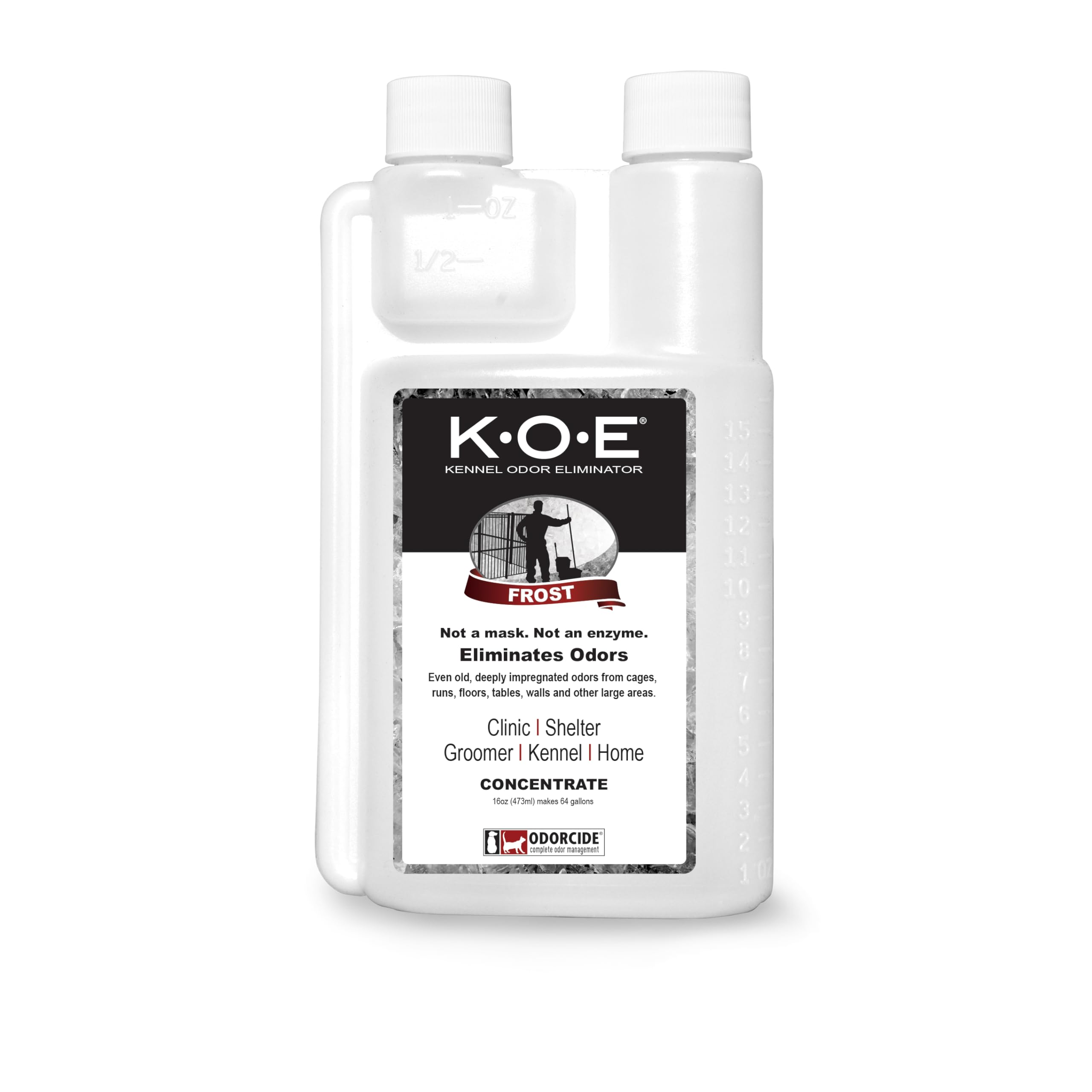 Odorcide K.O.E Kennel Odor Eliminator Concentrate – For Cages, Runs &amp; More – For Home &amp; Kennel w/Safe, Non-Enzymatic Formula - Frost Scent -16 oz