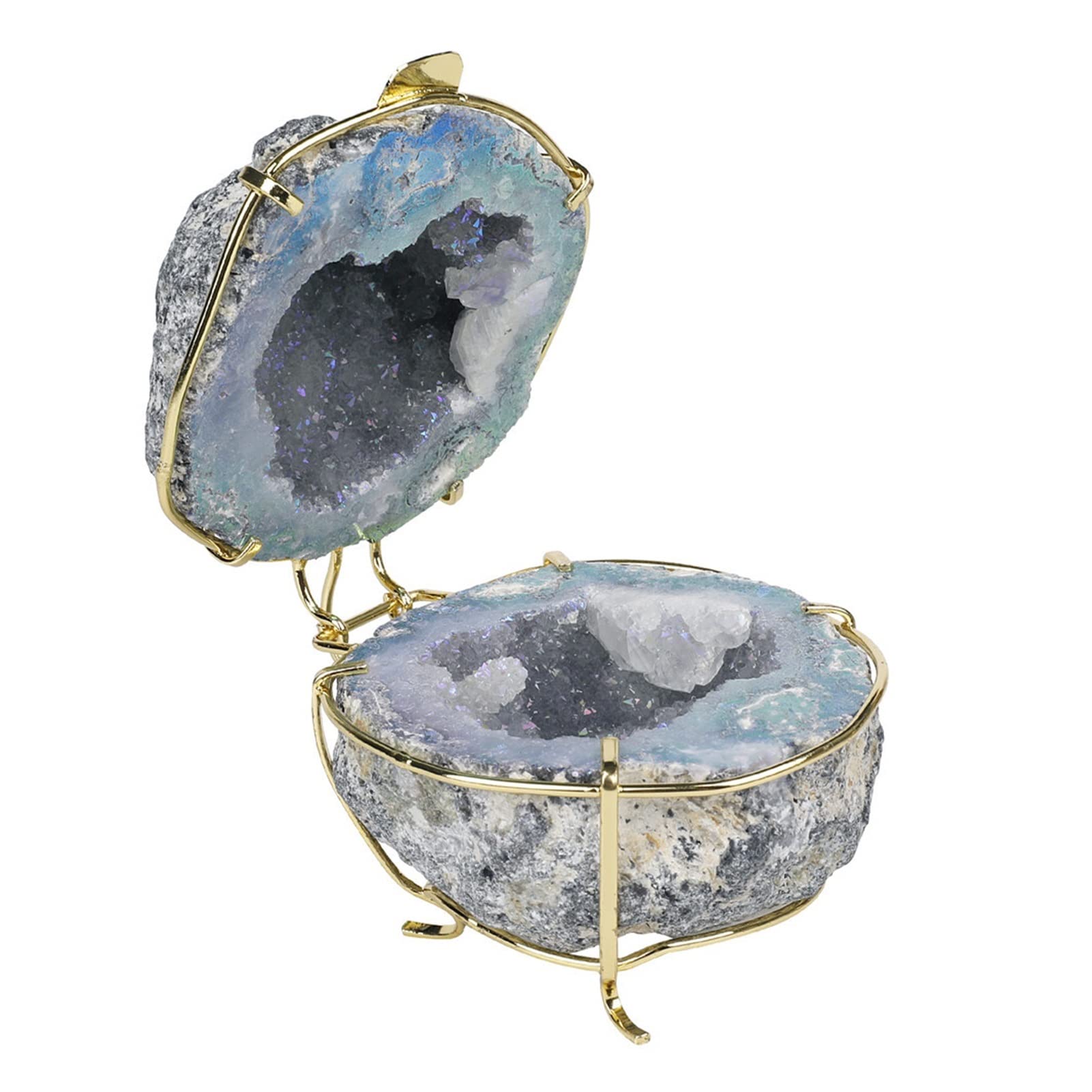 Amazon｜1 個天然石瑪瑙クラスタークォーツジオードジュエリーボックス