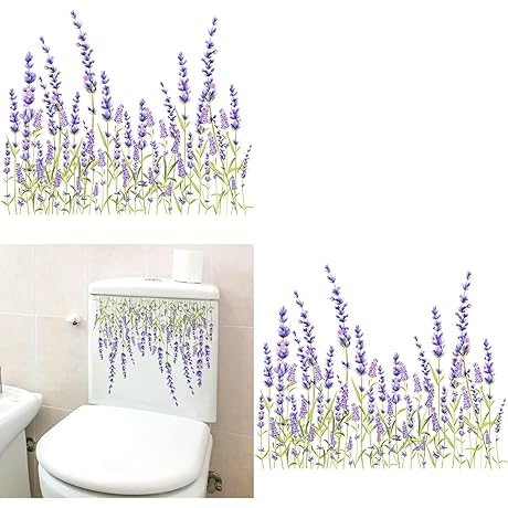 2Pcs Plant Leaves Flowers Toilet Lid Stickers