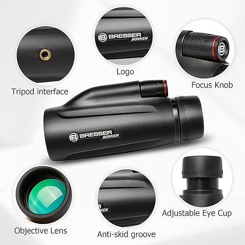Miniatura 2 de Bresser Telescopio monocular de 10 x 42, monocular de prisma de alta potencia para adultos, monocular impermeable con prisma FMC transparente para