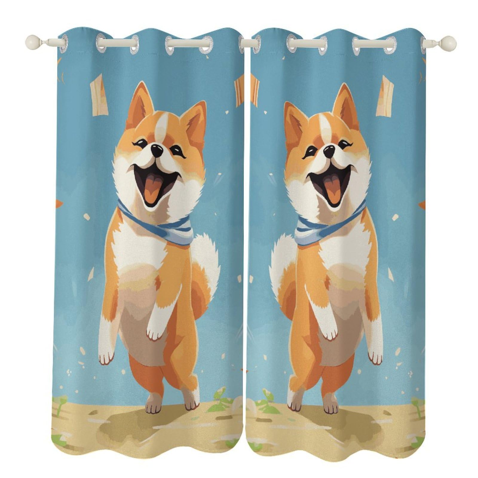 Rideaux Shiba Inu occultants contre la chaleur et les reflets du jour