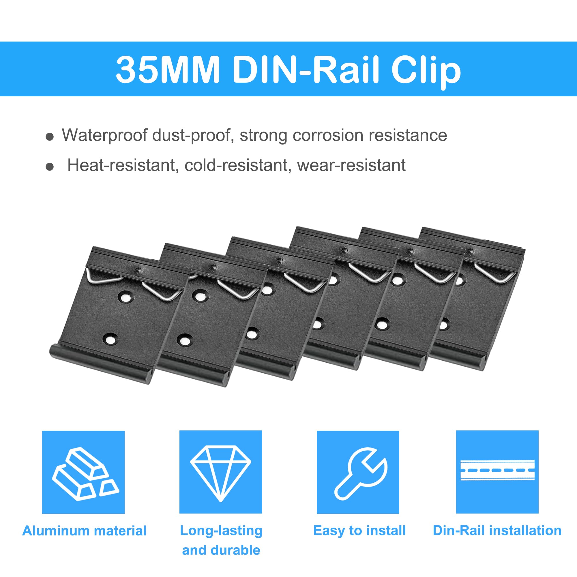 Lot de 6 supports de montage sur rail DIN universel de 4,2 cm de large fixés sur un rail DIN universel de 35 mm fermement en alliage d'aluminium pour commutateur Ethernet