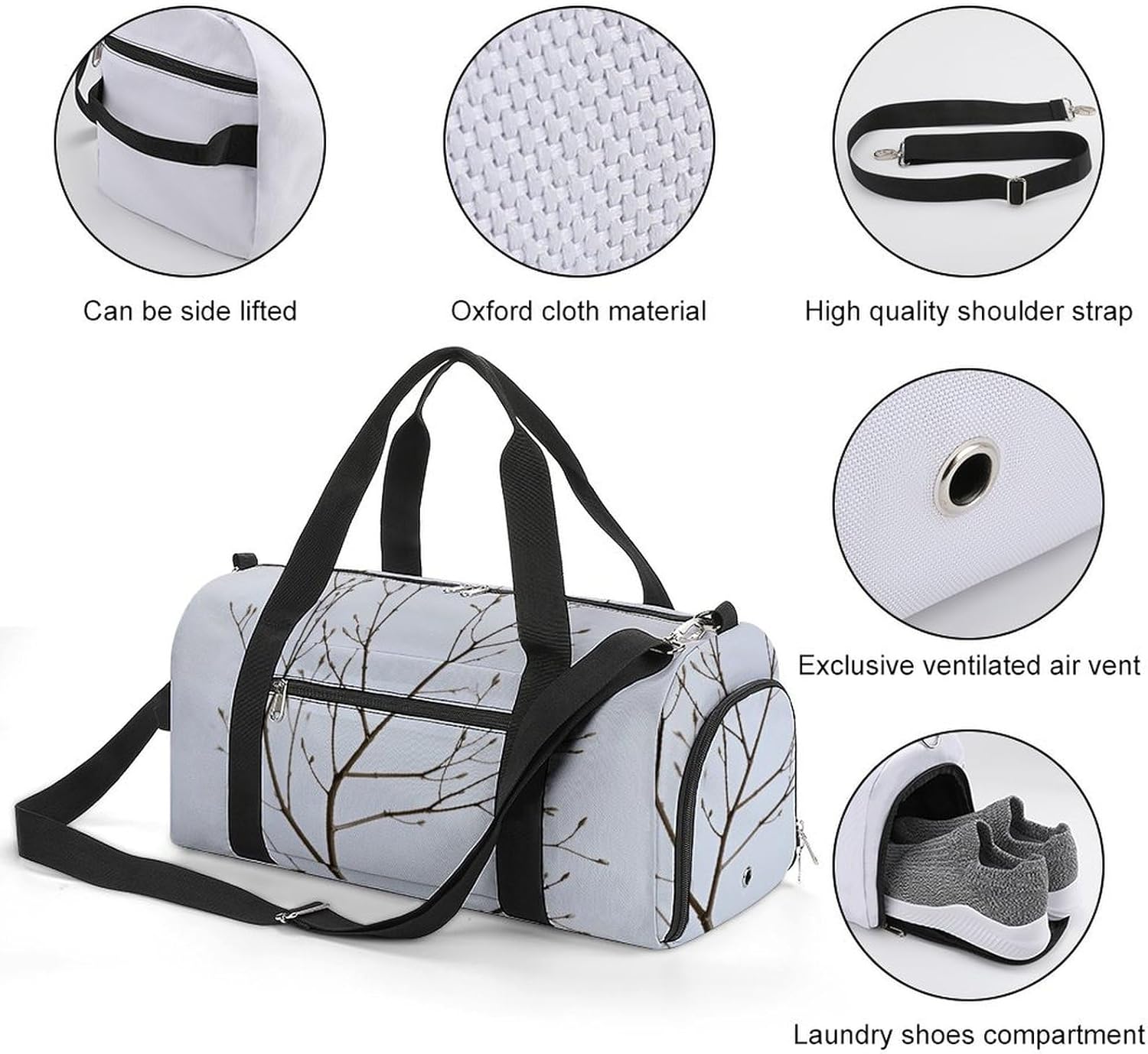 Gym Bag for Men Travel Duffle Bag Isolated Abstract Tree Branch Tote Bag Weekender Duffel Bag Weekender Bag for Sports