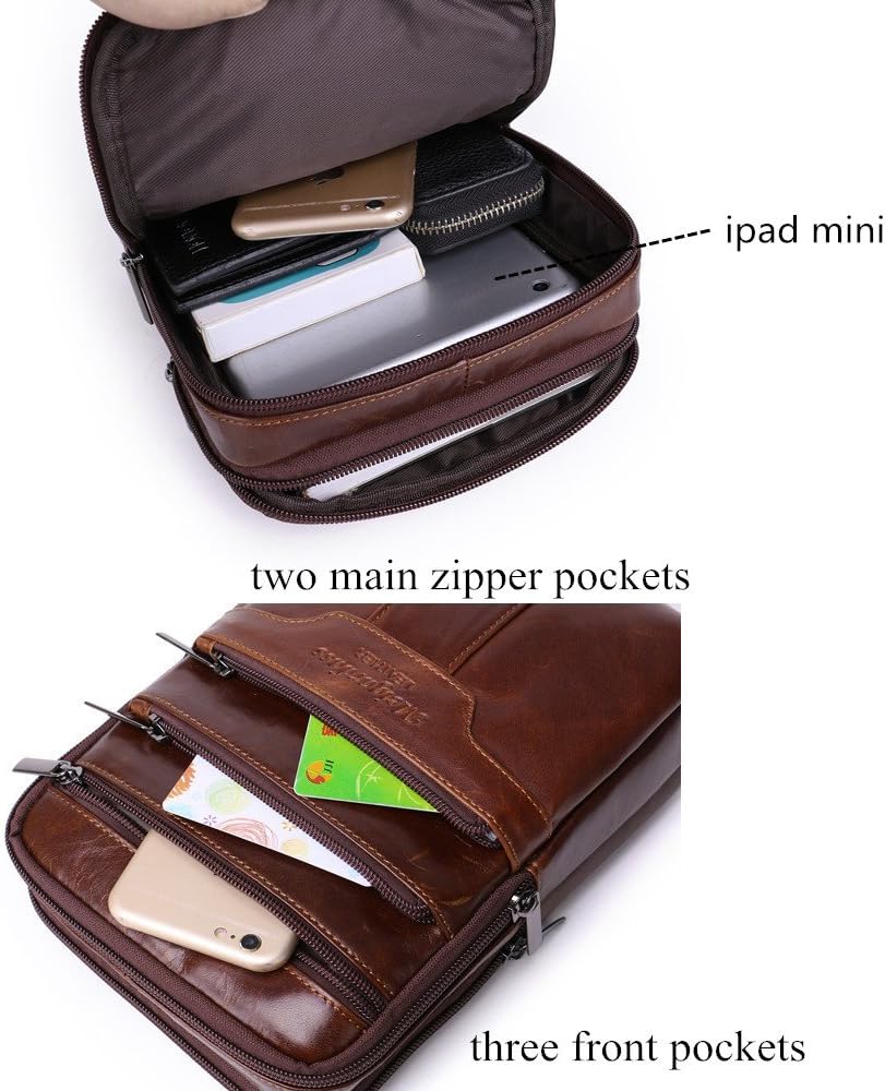 Men's Genuine Leather Cowhide Vintage Messenger Bag Shoulder Bag Crossbody Bag