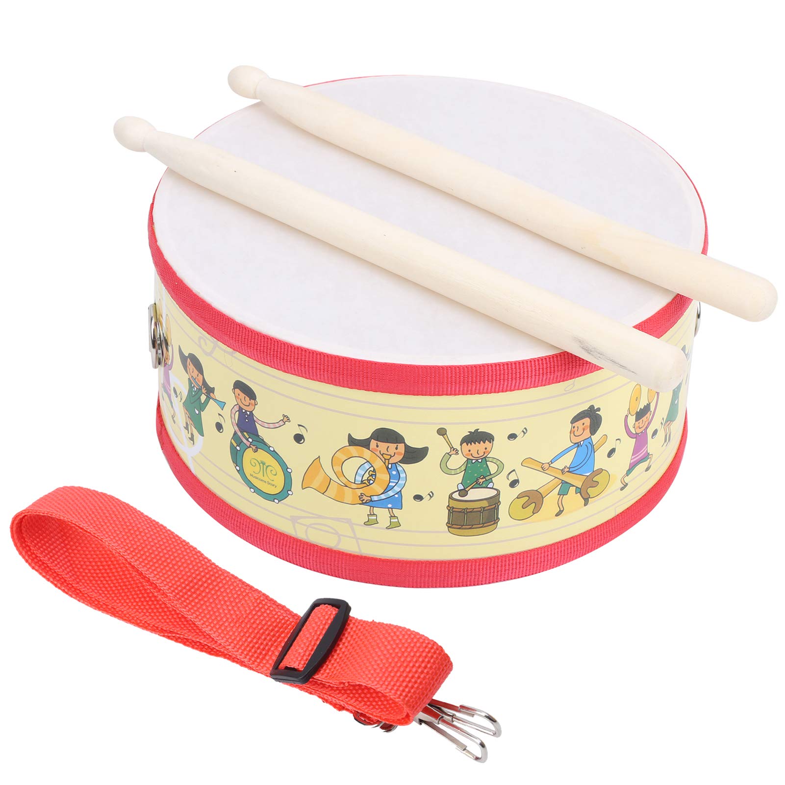 Kid Hand Drum Set, Double - Sided Wooden Beat Drum with Drumstick and Strap, Natural Wood Percussion Musical Instrument for Children Learning Rhythm and Creativity