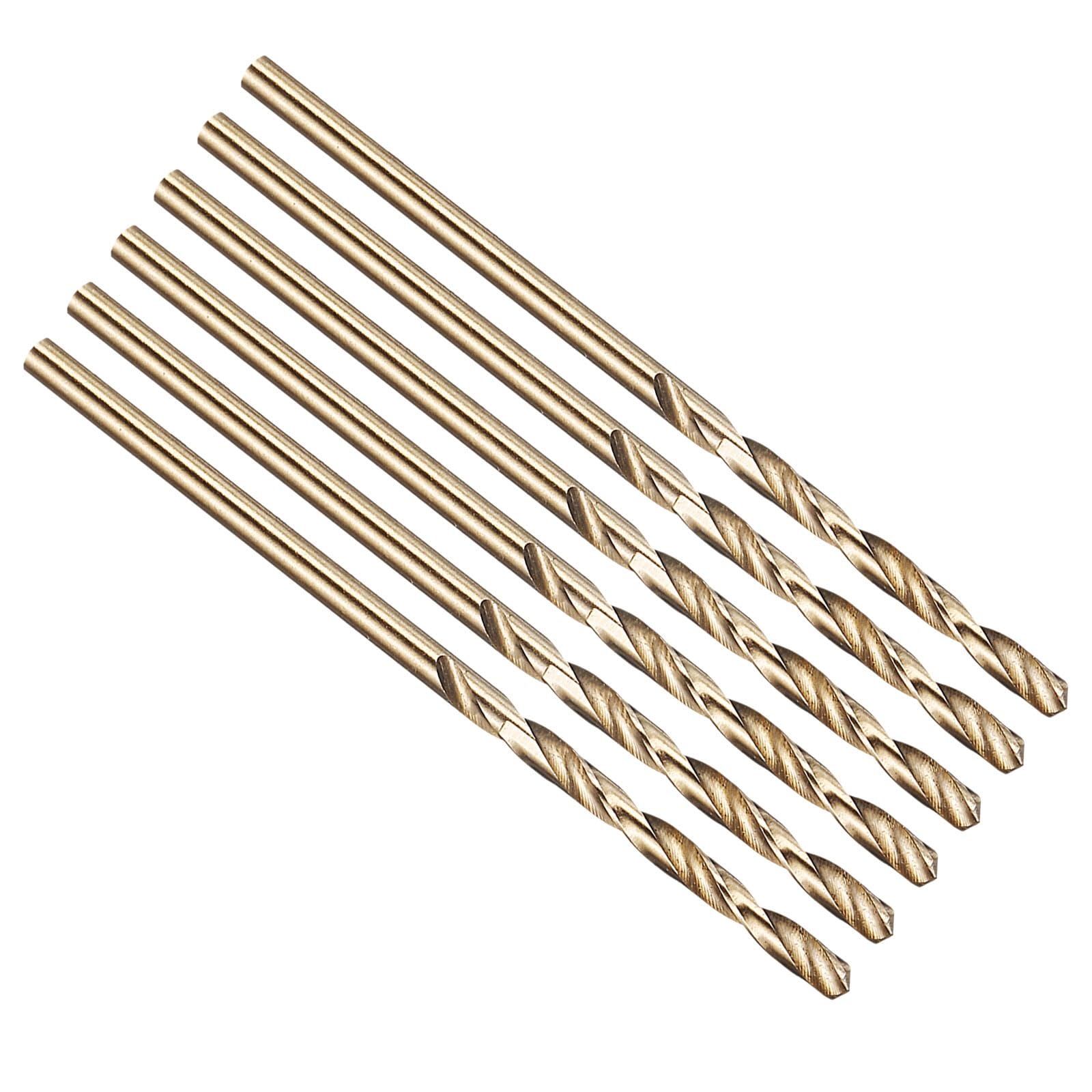 PATIKIL 2mm Drill Bit, M42 8% Cobalt High-Speed Steel Jobber Straight Shank 135° Gold Finish for Hard Metal High-temperature Titanium Alloy - 6 Pack