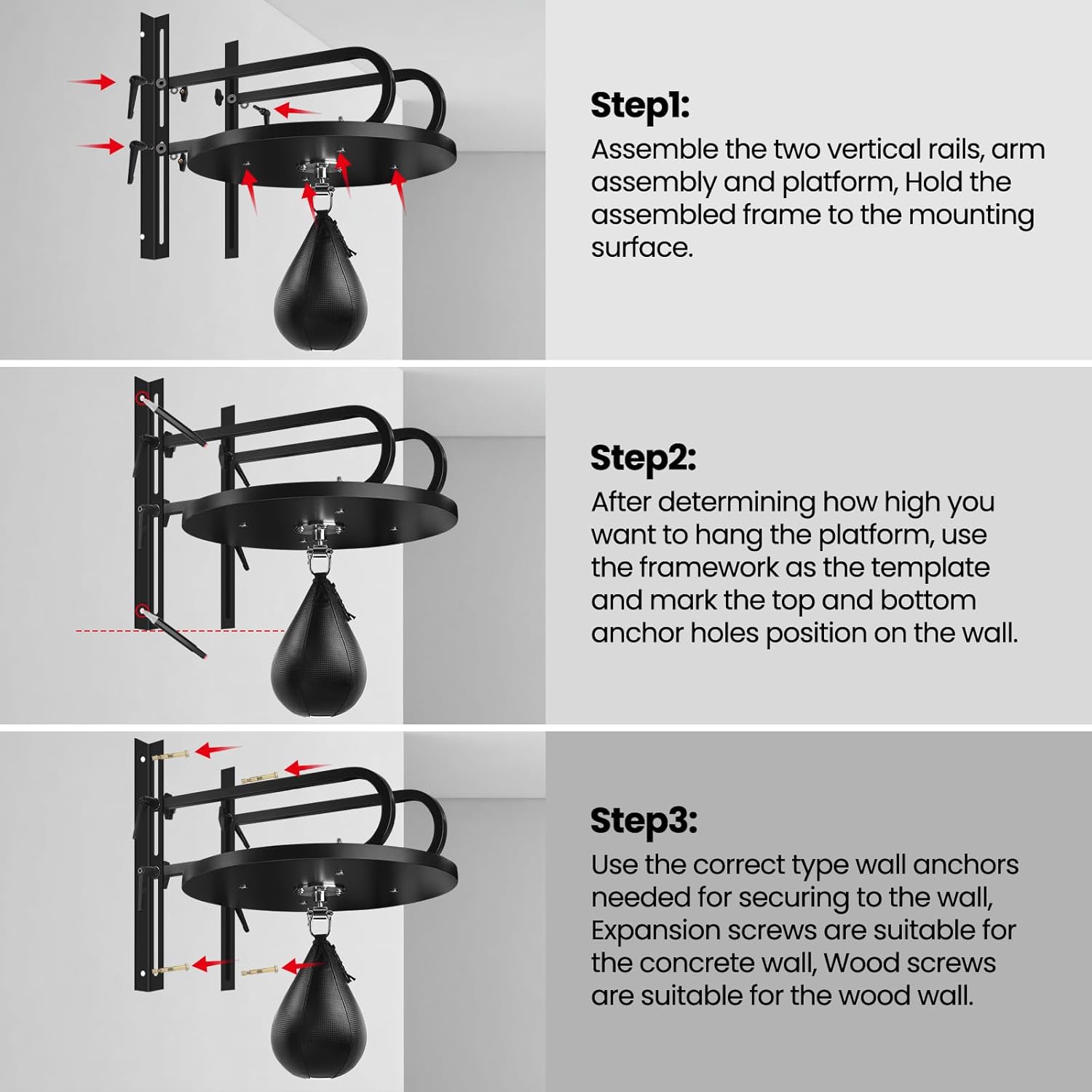 Speed Bag Platform Kit with Speed Punching Bag, Speed Bag Swivel for Boxing Training, Workout, Exercise