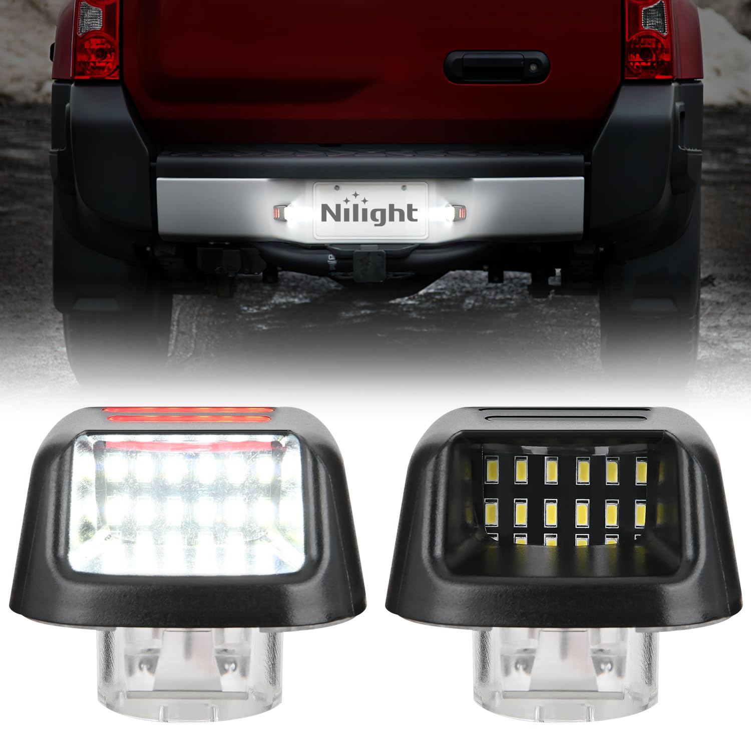 Nilight License Plate Lights Compatible with 2007 2008 2009 2010 2011 2012 2013 2014 2015 2016 2017 2018 2019 2020 2021 Nissan Frontier Navara D40 2007-2015 Titan Armada Xterra Red OLED Neon Tube