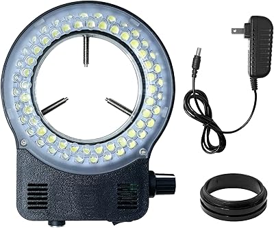 144 64 LED Ring Light Illuminator for Stereo Microscope, White Adjustable Ring Light Lamp for Industry Monocular Binocular Trinocular Soldering Stereo Repairing Microscope Video Camera (64 LED)