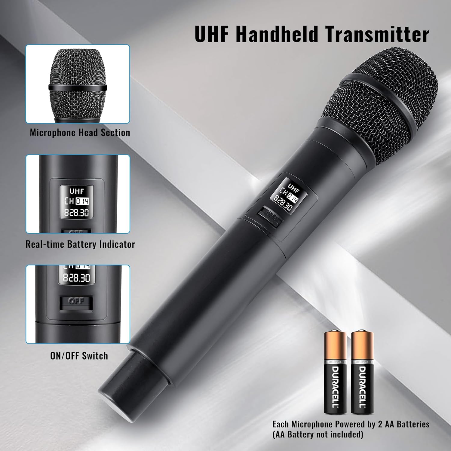 Microphone for Singing Wireless Microphone System Dual Professional Cordless Handheld Dynamic Mic Set for Home Karaoke Party Meeting Church DJ Wedding, 164ft Range - Image 5