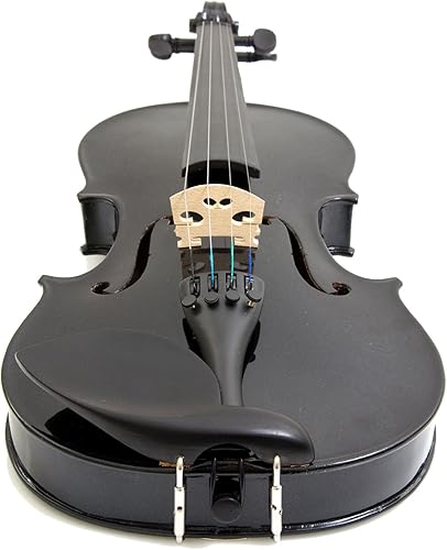 Miniatura 14 de Violín Mendini de madera sólida, libro de lecciones, cuerdas extra, sintonizador violín, arco y estuche, Negro