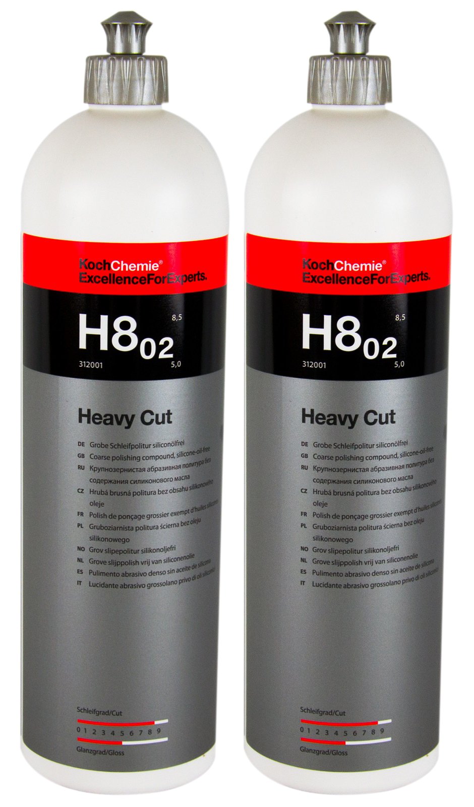 Koch Chemie H802 Heavy Cut - Abrillantador abrasivo (2 unidades, sin silicona, 1 L)