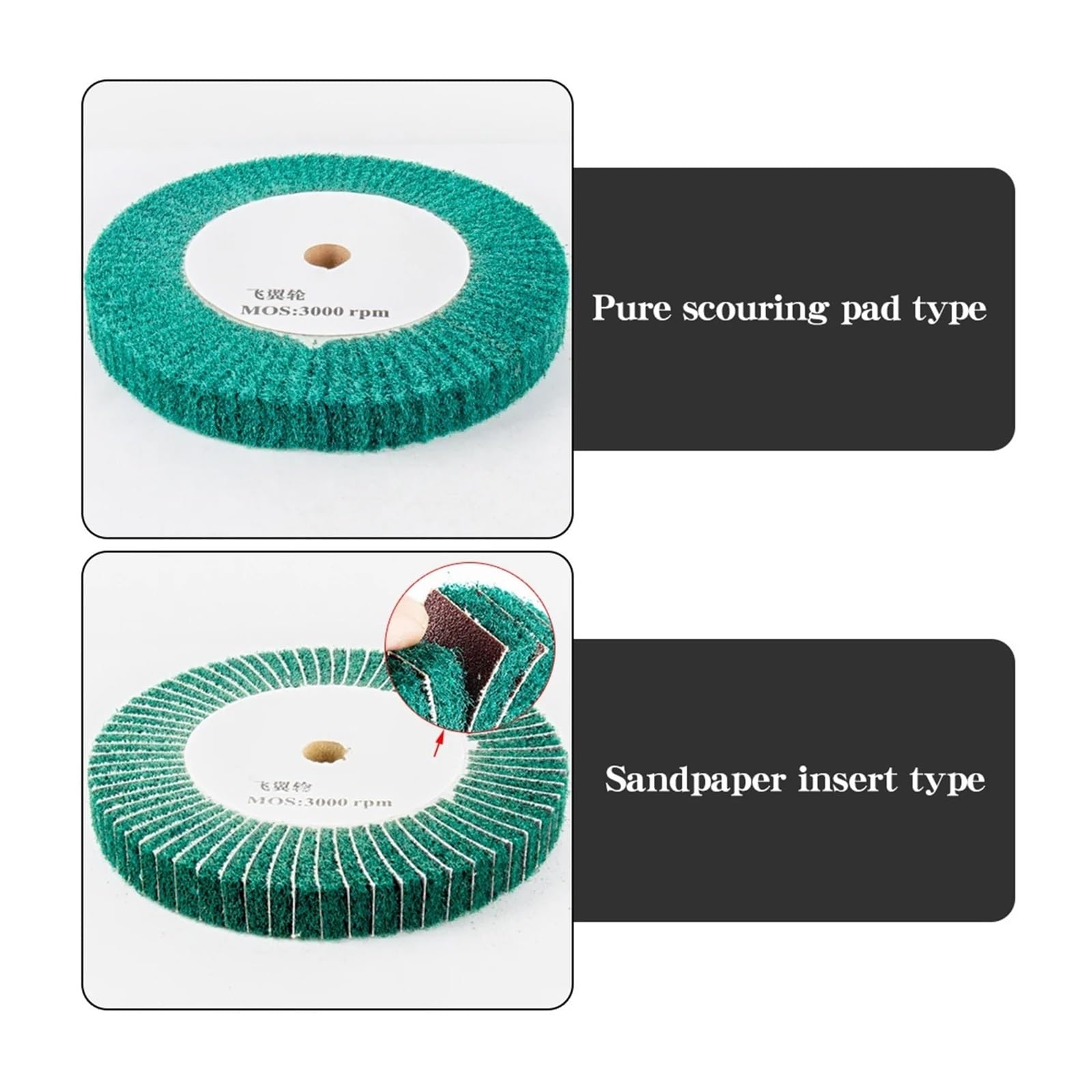 unidad de disco pulido fibra nailon con láminas 1 unidad de cepillo pulido nailon 100/125/150/200/250/300 mm, tambor desbarbado for acero inoxidable(Green P180,300x25mm)