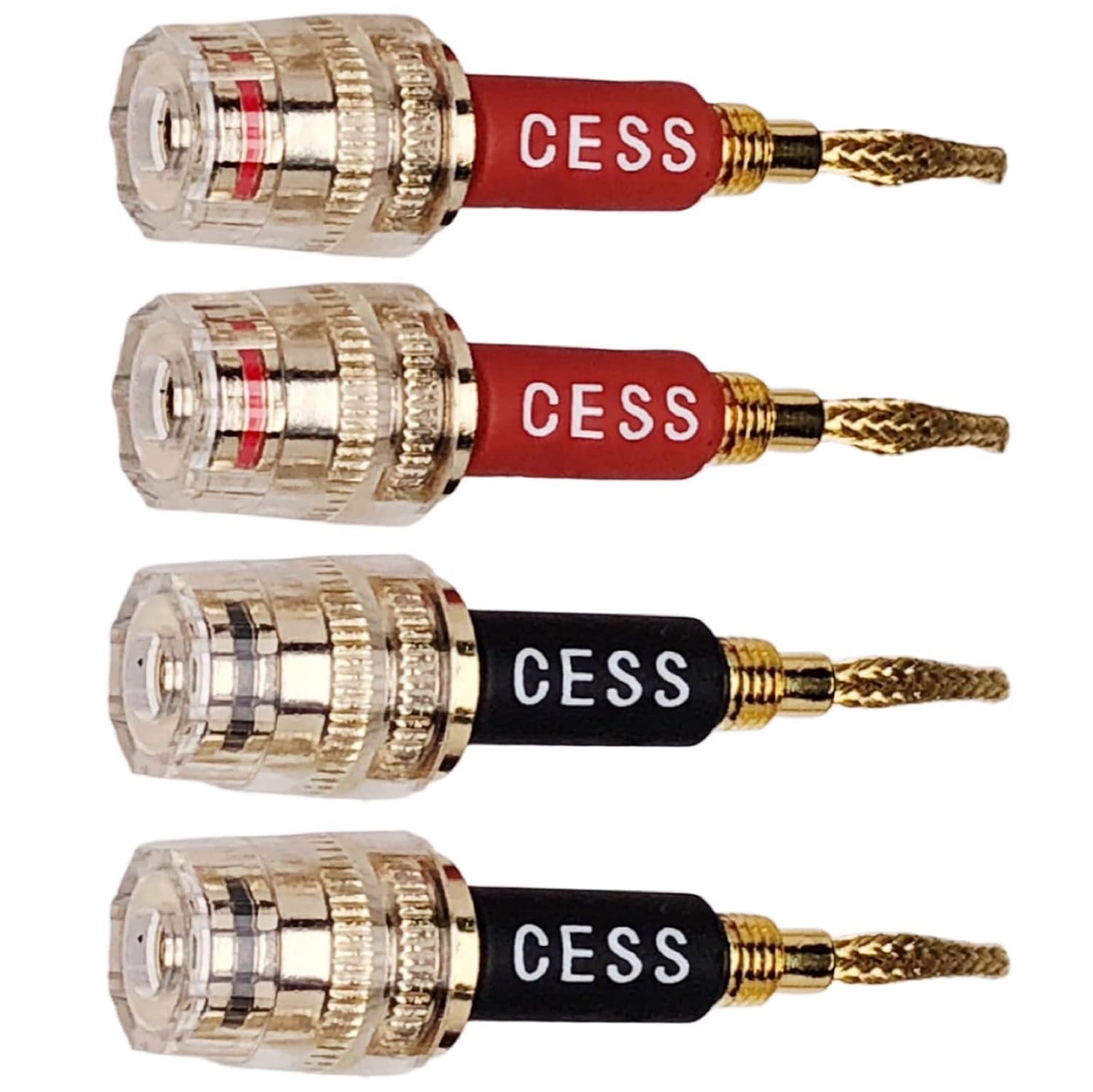 CNCESS CESS-220 Pin Banana Plug to 4mm Female Banana Jack/Speaker Wire, 4 Pack (Braided-Type to 4mm) - Image 2