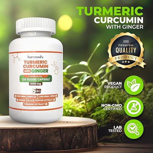 Miniatura 6 de HARMONIFY Complejo de curcumina de cúrcuma 1000 mg, Curcuma Longa, fórmula 5 en 1, 120 cápsulas veganas