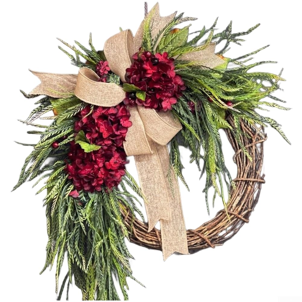 Künstliche Hortensien Girlande für Wanddekoration Rustikal Landhaus Stil für deko Blumenkranz Innen Außen 60cm(D)