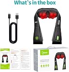 Cotsoco Neck Rechargeable Massager with Heat, Shiatsu Back Neck and Shoulder Massager, 4D Deeper Tissue Kneading Electric Massage Pillow for Home Car and Office, Gifts for Women/men/Mom/Dad